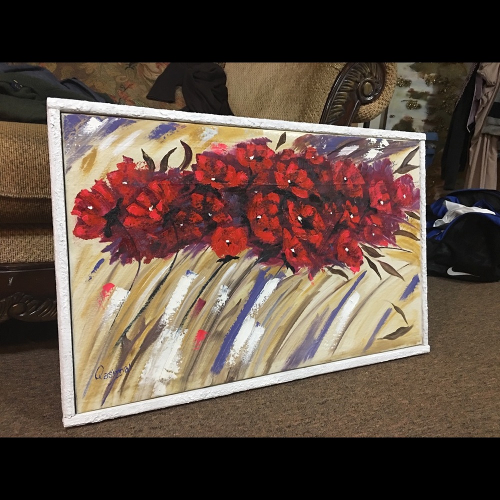 Red flowers painting